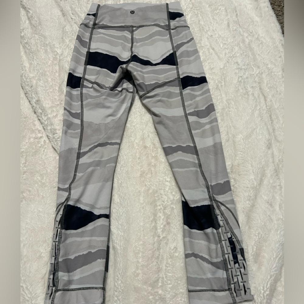 lululemon athletica Gray & Black Striped Active Leggings
